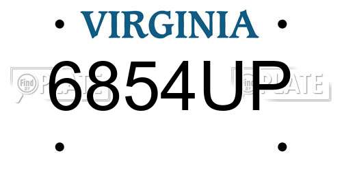 6854UP Virginia License Plate