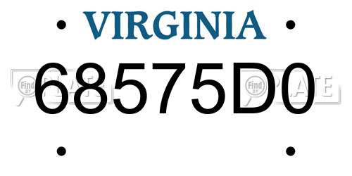 68575D0 Virginia License Plate