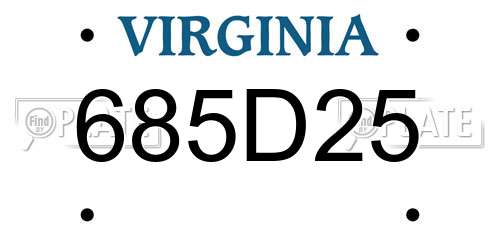685D25 Virginia License Plate