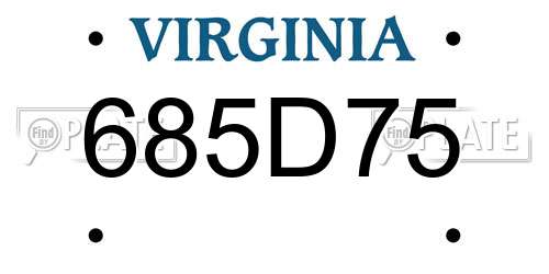 685D75 Virginia License Plate
