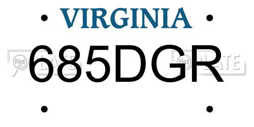 685DGR Virginia License Plate