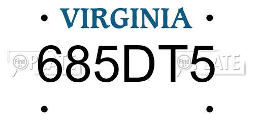 685DT5 Virginia License Plate