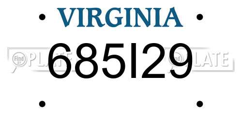 685I29 Virginia License Plate