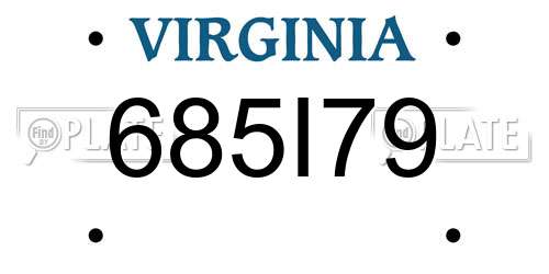 685I79 Virginia License Plate