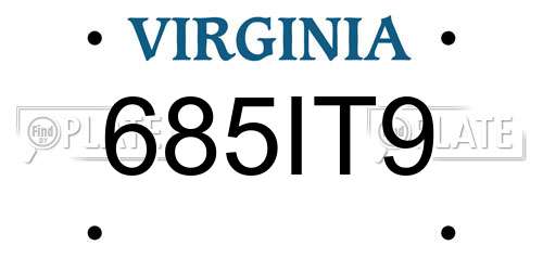 685IT9 Virginia License Plate