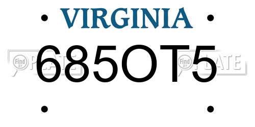 685OT5 Virginia License Plate