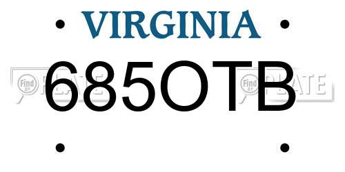 685OTB Virginia License Plate