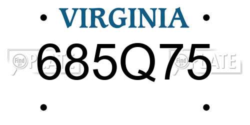 685Q75 Virginia License Plate