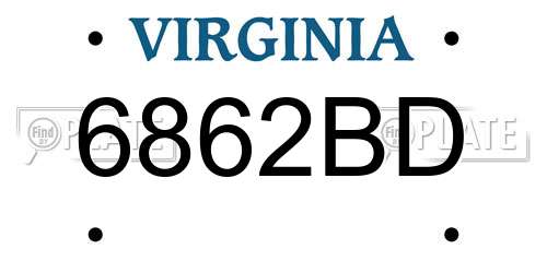 6862BD Virginia License Plate