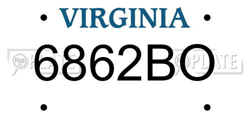 6862BO Virginia License Plate