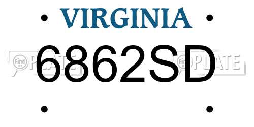 6862SD Virginia License Plate