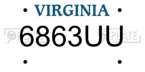 6863UU Virginia License Plate
