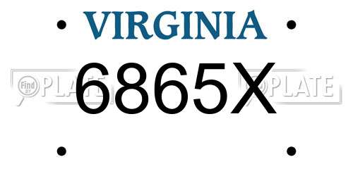 6865X Virginia License Plate