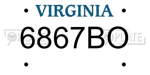 6867BO Virginia License Plate