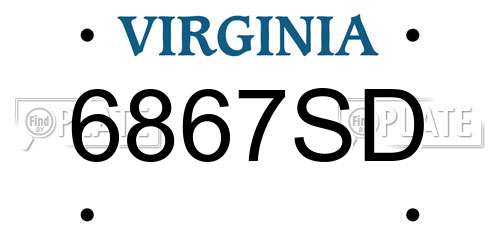 6867SD Virginia License Plate