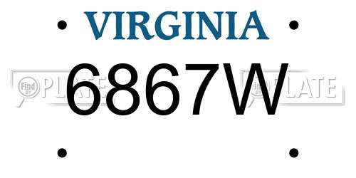 6867W Virginia License Plate