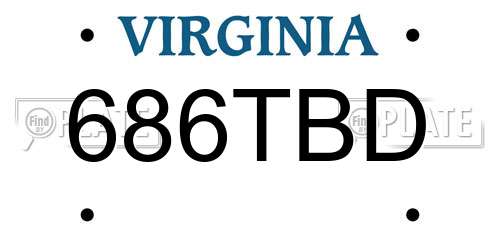 686TBD Virginia License Plate