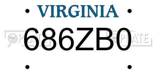 686ZB0 Virginia License Plate