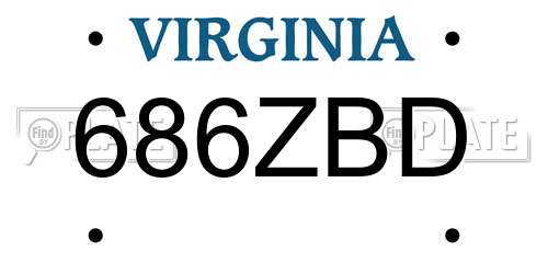686ZBD Virginia License Plate