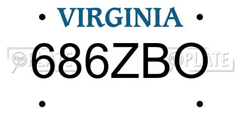 686ZBO Virginia License Plate