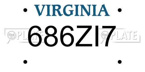 686ZI7 Virginia License Plate