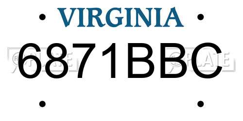 6871BBC Virginia License Plate