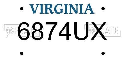 6874UX Virginia License Plate