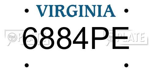 6884PE Virginia License Plate