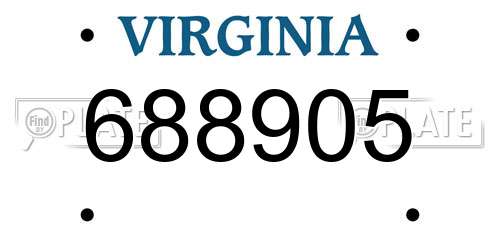 688905 Virginia License Plate