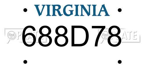 688D78 Virginia License Plate