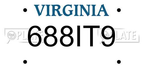 688IT9 Virginia License Plate