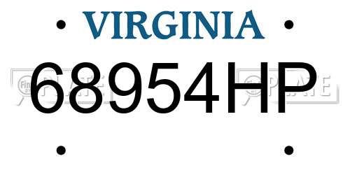 68954HP Virginia License Plate