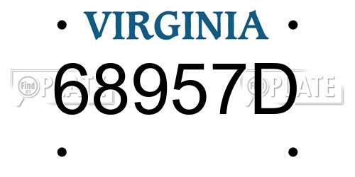 68957D Virginia License Plate