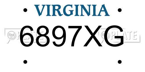 6897XG Virginia License Plate