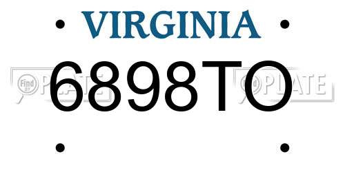 6898TO Virginia License Plate