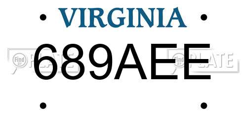 689AEE Virginia License Plate