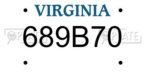 689B70 Virginia License Plate