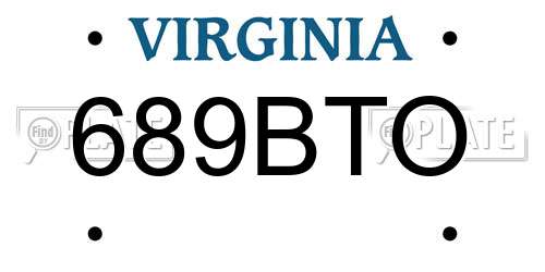 689BTO Virginia License Plate