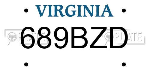 689BZD Virginia License Plate