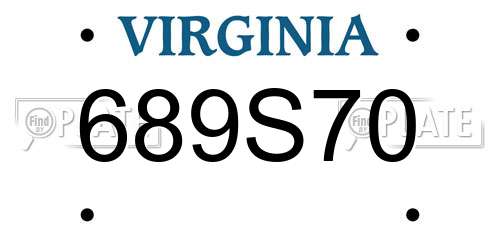 689S70 Virginia License Plate