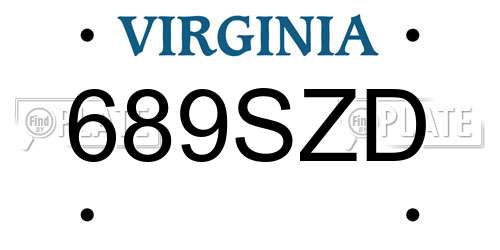 689SZD Virginia License Plate