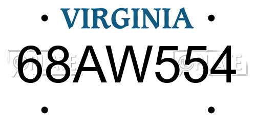 68AW554 Virginia License Plate