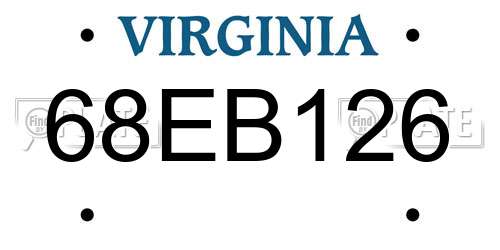 68EB126 Virginia License Plate