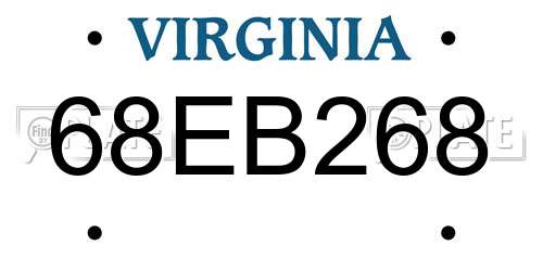 68EB268 Virginia License Plate