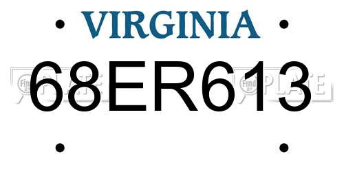 68ER613 Virginia License Plate