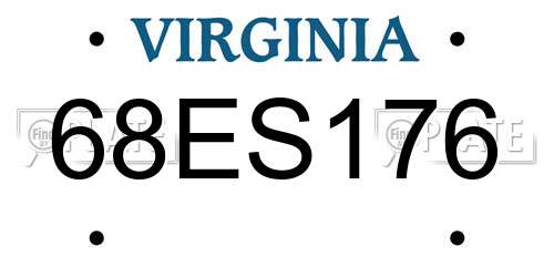 68ES176 Virginia License Plate
