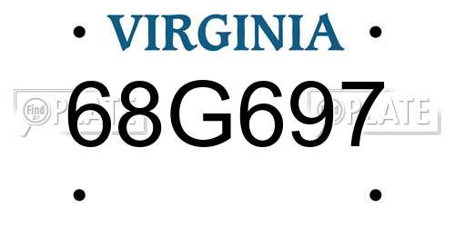 68G697 Virginia License Plate