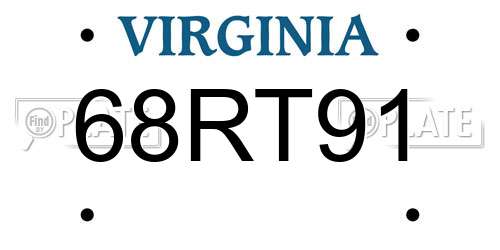 68RT91 Virginia License Plate