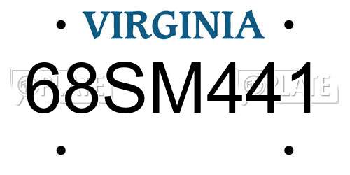 68SM441 Virginia License Plate