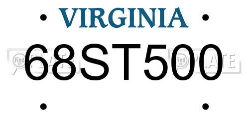 68ST500 Virginia License Plate